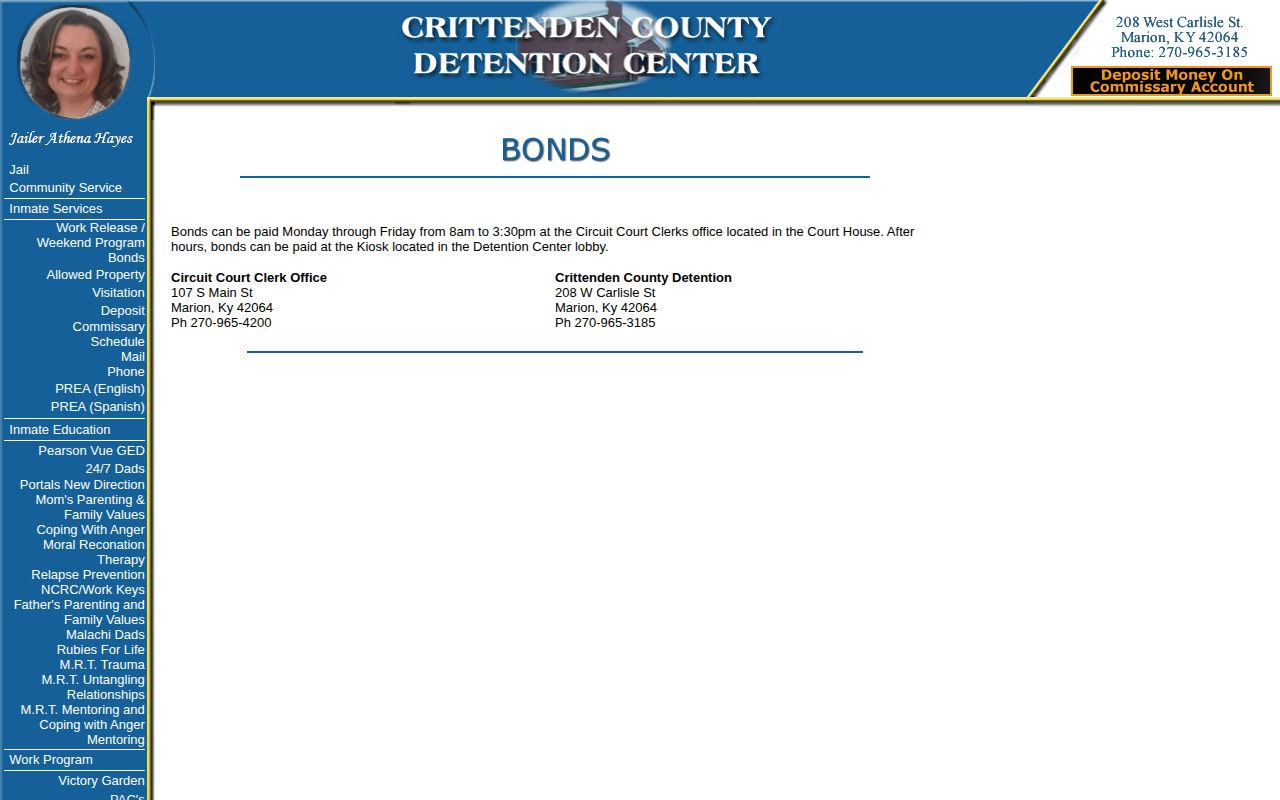 Crittenden County released inmate bond payment channels